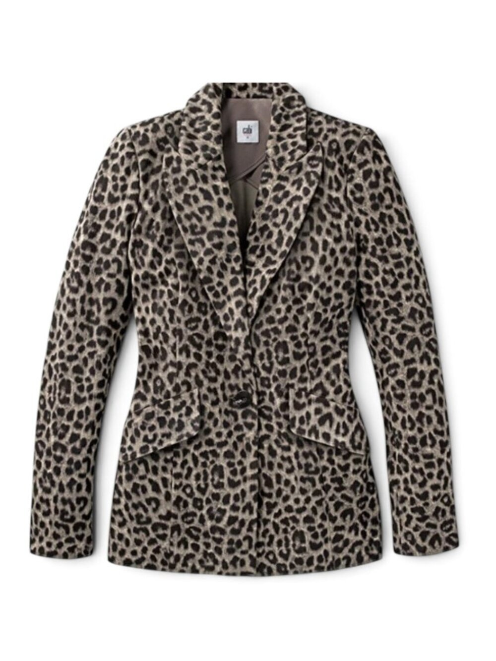 CAbi Jungle Jacket Leopard Print Stretch Blazer Black and Gray Women's‎ Size 2